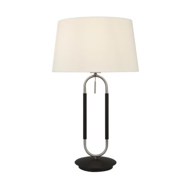 Searchlight Jazz - tafellamp - Ø 37 x 62 cm - mat zwart, wit en satijn zilver