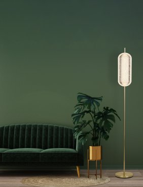Searchlight Capsule - vloerlamp - Ø 22 x 154 cm - 23W dimbare LED incl. - satijn messing