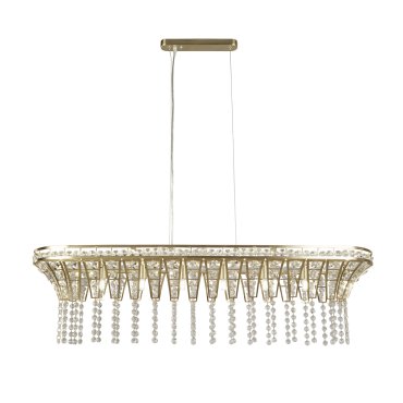 Searchlight Gemma - hanglamp - 100 x 26 x 150 cm - satijn messing en transparant