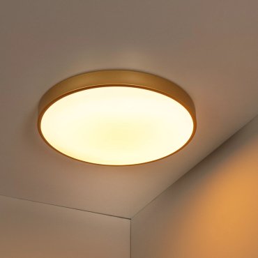 Lucide Unar - plafondverlichting - Ø 50 x 5 cm - 36W dimbare LED incl. -  3 stappen dimmer - mat goud