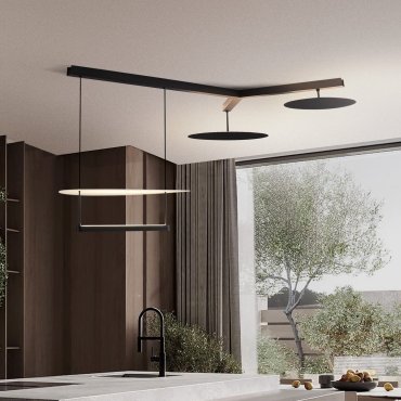 Nova Luce Diona - hanglamp - 120 x 150 x 100 cm - 81W dimbare LED incl. - zandzwart en wit