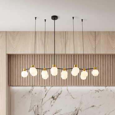 Nova Luce Ovalino - hanglamp - 107 x 157 x 47 cm - satijn goud, mat zwart en wit opaal