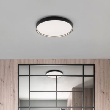 Nova Luce Olaf - plafondlamp - Ø 60 x 5 cm - 60W dimbare LED incl. - zandzwart