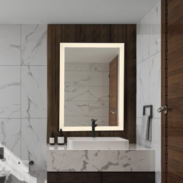 Nova Luce Deca - spiegel met verlichting - 60 x 80 x 3,5 cm - 29W LED incl. - IP44 - zandzwart en wit