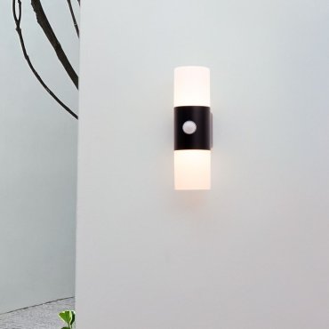 Nova Luce Paul - buiten wandverlichting met sensor - 11,5 x 28 cm - 10W LED incl. - IP65 - zandzwart