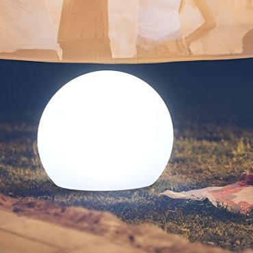 New Garden Buly 50 - oplaadbare tafellamp op zonne-energie en met kabel - Ø 50 x 33 x 44 cm - 1W RGB LED incl. - IP65 - wit