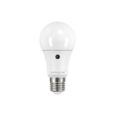 Integral LED-lamp met dag/nacht sensor - Ø 6 x 12 cm - E27 - 8,5W niet dimbaar - 2700K - melkglas