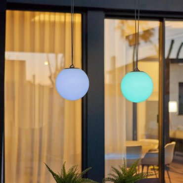 New Garden Norai - oplaadbare hanglamp op afstandsbediening - Ø 24 cm - LED incl. - IP65 - beige - RGB + witte lichtkleur