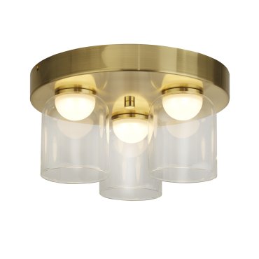 Searchlight Highball - plafondverlichting - Ø 30 x 16 cm - 16W dimbare LED incl. - IP44 - satijn messing
