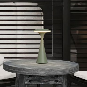 Nova Luce Grigio - oplaadbare tafellamp buiten - Ø 10,1 x 19,7 cm - IP54 - saliegroen