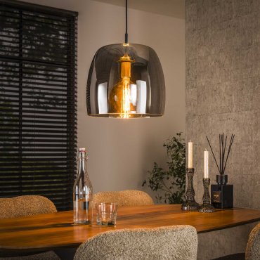 Vico Drift Glass - hanglamp - Ø 35 x 150 cm - rook grijs