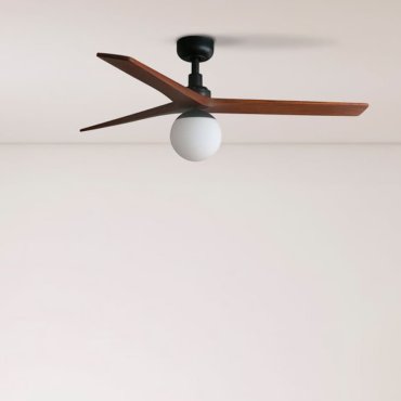 Faro Klim M - plafondventilator met licht - Ø 125 cm - mat zwart en donker walnoot