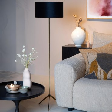 Lucide Tondo - vloerlamp - Ø 38 x 147 cm - zwart met goud