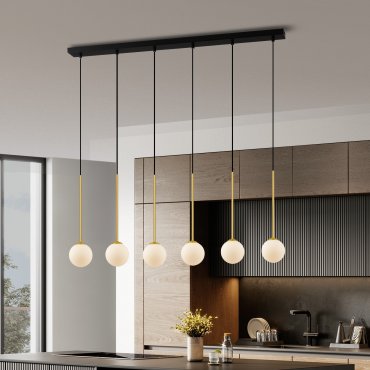 Nova Luce Savoy - hanglamp - 100 x 160 x 11 cm - satijn goud, mat zwart en wit opaal