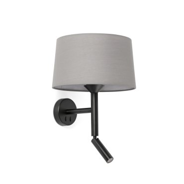 Faro Windsor - wandlamp met leeslamp - Ø 29 x 49,9 x 26,5 cm - mat zwart en grijs