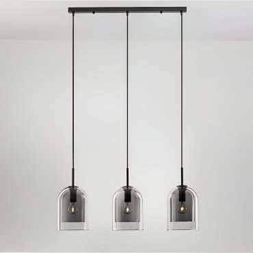 Nova Luce Velor 3L - hanglamp - Ø 70 x 158 cm - rookglas en zwart