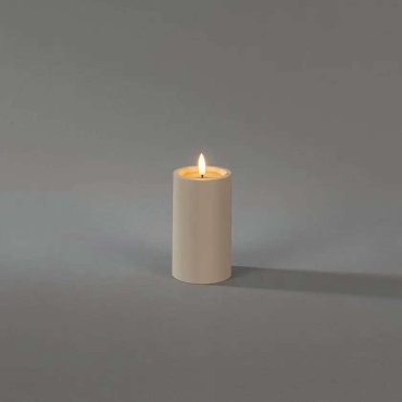 Konstsmide - LED blokkaars op batterijen met flakkervlam - Ø 7 x 12 cm - IP44 - beige