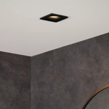 Lucide Ziva - inbouwspot - 85 x 85 mm, Ø 75 mm inbouwmaat - IP44 - zwart