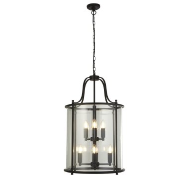 Searchlight Lantern Grande - hanglamp - Ø 43 x 150 cm - zwart
