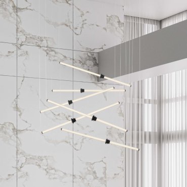 Nova Luce Stalactite - hanglamp - Ø 150 x 250 cm - 79W dimbare LED incl. - zandzwart