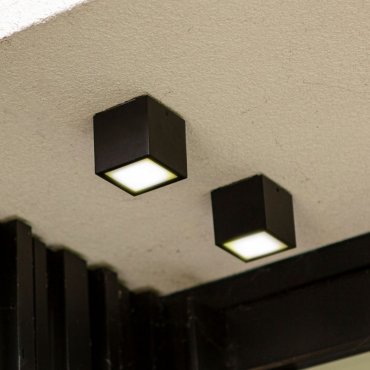 Lutec Gemini - buiten plafondlamp LED - 8,5 x 8,5 x 8,5 cm - 7W LED incl. - IP65 - mat zwart