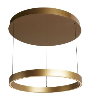 Searchlight Layla - hanglamp -Ø 64 x 190 cm - 29W dim-to-warm LED incl. - beweging gestuurd - satijn goud