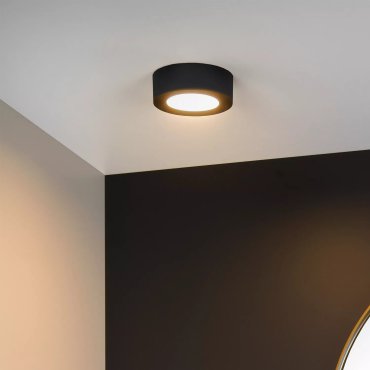 Lucide Brice-Led - plafondverlichting - Ø 11,7 x 3,9 cm - 8W dimbare LED incl. - IP44 - zwart