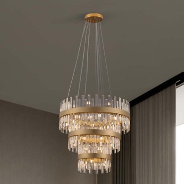 Nova Luce Crown - hanglamp - Ø 75 x 200 cm - satijn goud