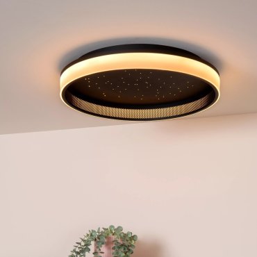Lucide Estreja - plafondlamp met afstandsbediening - Ø 40 x 9 cm - 40W + 10W LED incl. - zwart