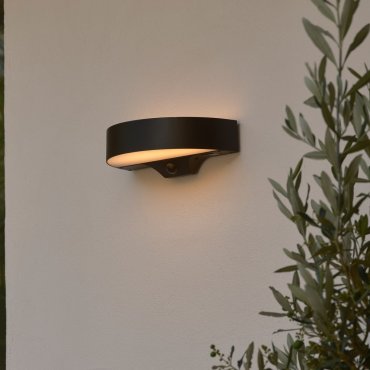 Nordlux Monay Round Solar - buiten wandverlichting op zonne-energie - 25 x 7,4 x 13,3 cm - 5W LED incl. - IP44 - zwart