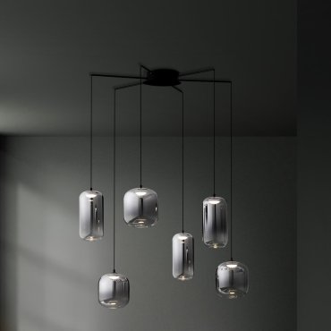 Nova Luce Aelia - hanglamp - Ø 72 x 145 cm - 25W dimbare LED incl. - mat zwart en rokerig grijs