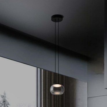 Nova Luce Bios - hanglamp - Ø 18 x 166 cm - 9W dimbare LED incl. - mat zwart en rokerig grijs