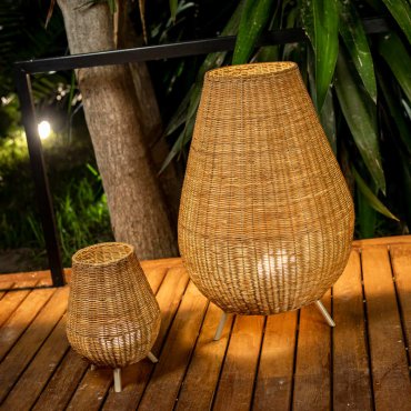 New Garden Saona - vloerlamp met oplaadbare lichtbron en afstandsbediening - 9W dimbare LED incl. - Ø 45,5 x 72 cm - IP54 - bruin