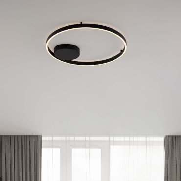 Nova Luce Hedra - plafondlamp - Ø 60 x 5 cm - 60W dimbare LED incl. - zandzwart
