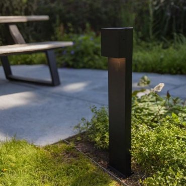 Lutec Gemini XF -  tuinpaal - 9,2 x 11 x 65 cm - 7,4W LED incl. - IP54 - zwart - warm wit