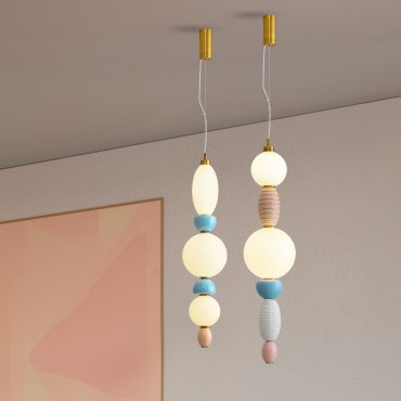 Nova Luce Obrie - hanglamp - Ø 20 x 215 cm - 27W LED incl. - messing goud, oranje en blauw
