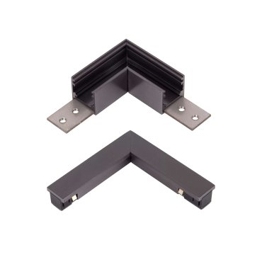 Lucide Linial - magnetisch railsysteem - horizontaal hoekprofiel &amp; elektrische connector - 9 x 9 x 1,8 cm - zwart mat chroom