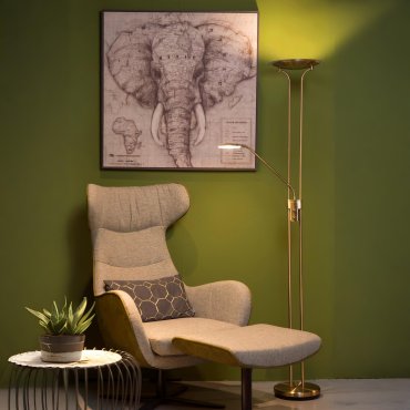 Lucide Champion - staanlamp - Ø 25,4 x 180 cm - 20W + 4W dimbare LED incl. - brons