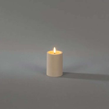 Konstsmide - LED blokkaars op batterijen met flakkervlam - Ø 7 x 10 cm - IP44 - beige