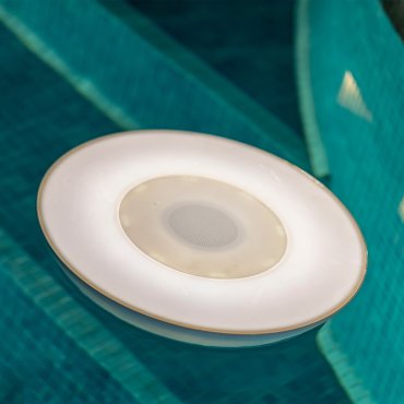 New Garden Play Disk - buiten zwembadverlichting en speaker - met magnetisch oplaadbare batterij en afstandsbediening - RGB + W (2700K) - Ø 39 x 6 cm - IP67 - wit