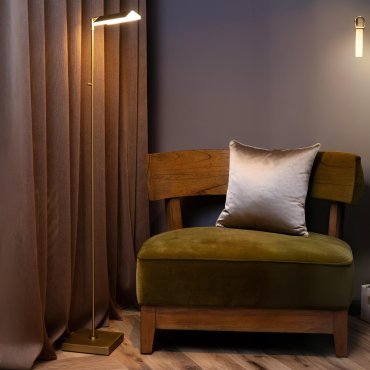 Lucide Aaron - vloerlamp - 20 x 20 x 134 cm - 10W dim to warm LED incl. - messing