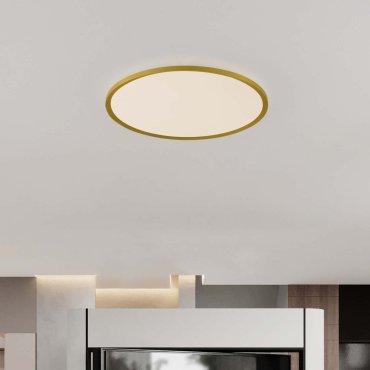 Nova Luce Aoton - plafondlamp - Ø 60 x 5 cm - 55W dimbare LED incl. - geborsteld goud