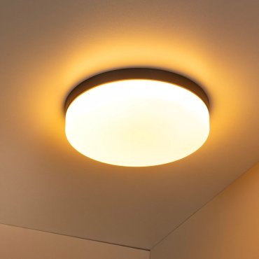 Lucide Biskit - plafondlamp met bewegingssensor - Ø 34,5 x 7,5 cm - 24W LED incl. - IP44 - zwart