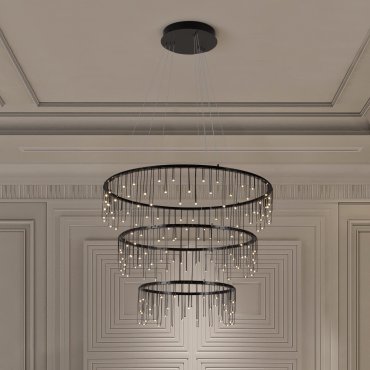 Nova Luce Stellar - hanglamp - Ø 80 x 200 cm - 72W dimbare LED incl. - zwart chroom