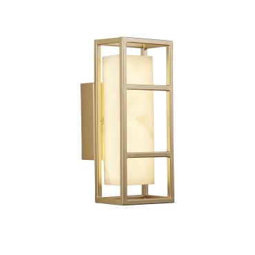 Searchlight Mirage - buiten wandlamp - 10 x 25 cm - 8W dimbare LED incl. - IP44 - mat goud