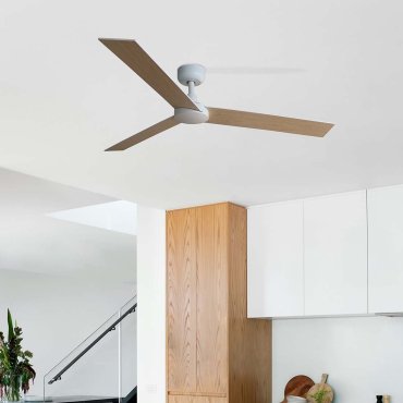 Faro Rudder L - plafondventilator - Ø 132 cm - mat wit en essen