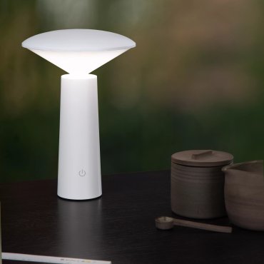 Lucide Jive - oplaadbare buiten tafellamp - Ø 13,9 x 21,3 cm - 4W dimbare LED incl. -  IP44 - wit