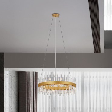 Nova Luce Crown - hanglamp - Ø 75 x 150 cm - satijn goud