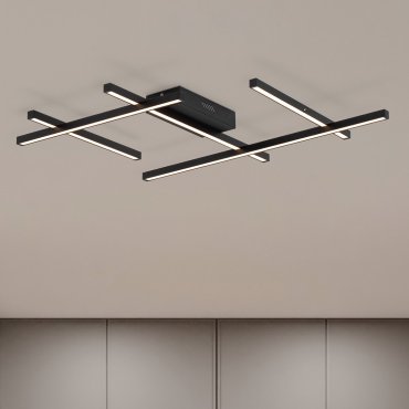 Nova Luce Pace - plafondlamp - 80 x 8 x 62 cm - 63W dimbare LED incl. - zandzwart