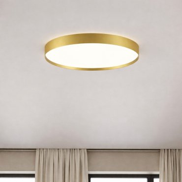 Nova Luce Roi - plafondlamp - Ø 50 x 8,5 cm - 48W dimbare LED incl. - geborsteld goud